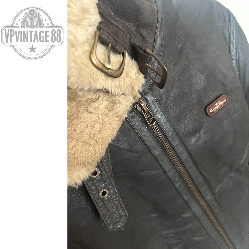 Vintage B-3 Aviator Bomber Jacket Brown Sheepskin Shearling Leather Flight - Image 2 of 4