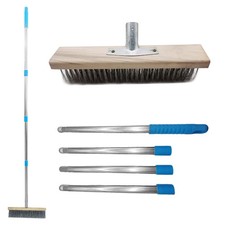 12" Wire Broom Heavy Duty Outdoor Brush with Metal Handle for Patio Yard Drivewa