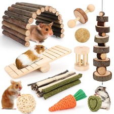 Hamster Cage Accessories, 12 Different Chew Toys for Guinea Pig, Chinchillas,...