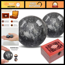 Marble Baoding Balls for Stress Relief, Health Exercise, Shockproof Box, 2-Piece