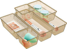 6 Pack Clear Drawer Organizer Set, Acrylic Drawer Storage Trays, Storage Bins fo