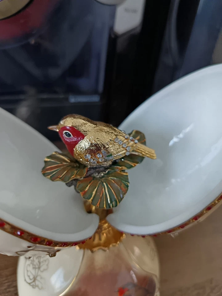 Bradford Exchange Jewel of Nature Porcelain Bird / Robin In Egg Musical Ornament - Image 2 of 4