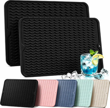 2 Pack Silicone Dish Drying Mat for Kitchen Counter Coffee Bar Apartment Accesso