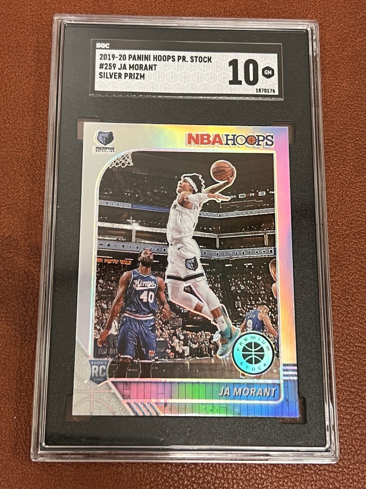 2019-20 Panini NBA Hoops Premium Stock - Ja Morant #259 Silver Prizm (RC) SGC 10