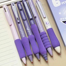 6PCS Kawaii Gel Pens 0.5mm Retractable Black Ink Cute School Supplies