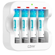 Rechargeable Batteries AAA 4-Pack 1.5V Lithium 1100mWh + USB Charger NEW