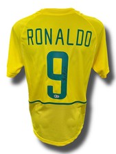 RONALDO NAZARIO SIGNED BRAZIL HOME 2002 WORLD CUP SHIRT (ACG CERT AG16635)