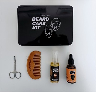 Bartpflege Set, 4 teilig, mit Styling/Reinigungs Werkzeug; Beard Care Kit