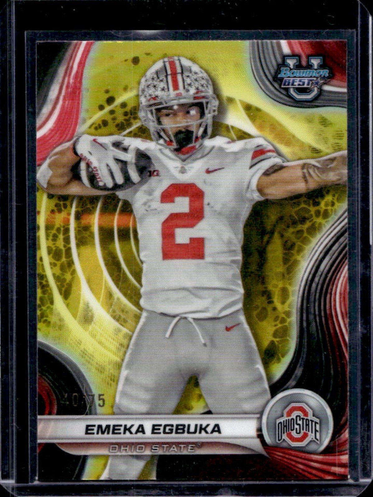 2024 Bowman Best U Emeka Egbuka Yellow Refractor #40/75 Buckeyes