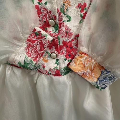 VTG 90s Little Girl Dress Sz 8 Cottagecore Easter Floral Drop Waist Chiffon USA - Picture 10 of 20