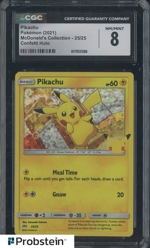 2021 Pokemon McDonald's Collection Confetti Holo #25 Pikachu CGC 8 NM-MT