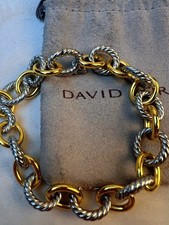 David Yurman Sterling Silver 925 Oval Link Two-Tone Cable Bracelet 12MM