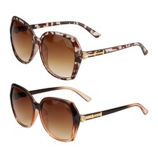 2pcs Sunglasses for Women Men, PC Large Square Frame Sunglasses, Tan  Shell