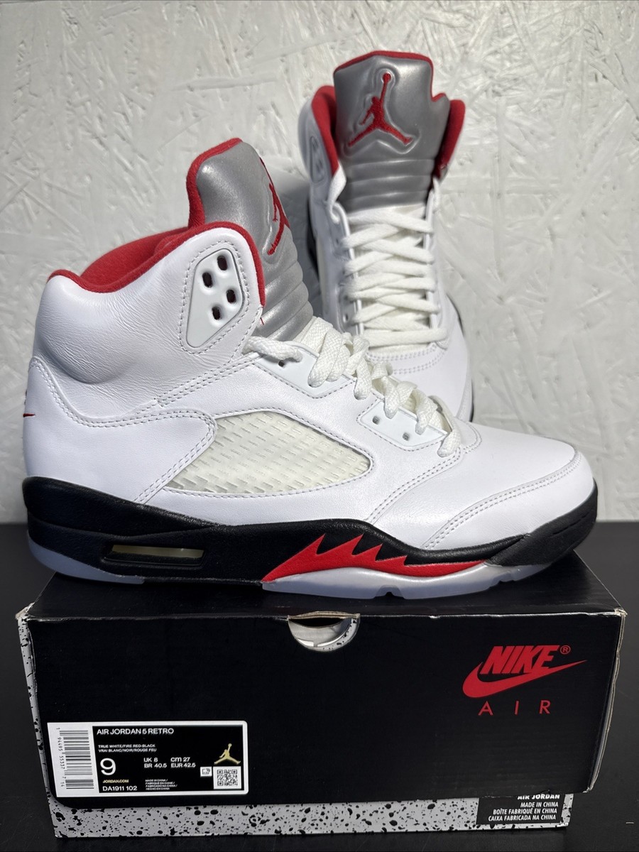 Nike Air Jordan 5 Retro True White Fire Red Black DA1911102 Size 