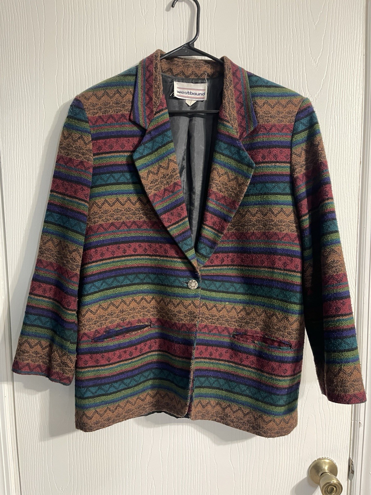 Westbound Multicolor Striped Button Pockets Mid-L… - image 1