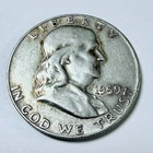 1959 50C Franklin Half Dollar 90% Silver Circulated US Coin Free Ship #8435