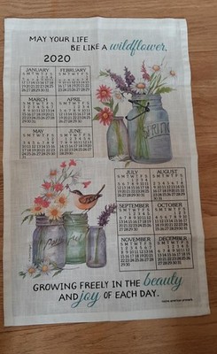 NEW 2020 Kitchen Tea Towel Calendar 100% Cotton  16 in. by 26 in. Wildflower NEW