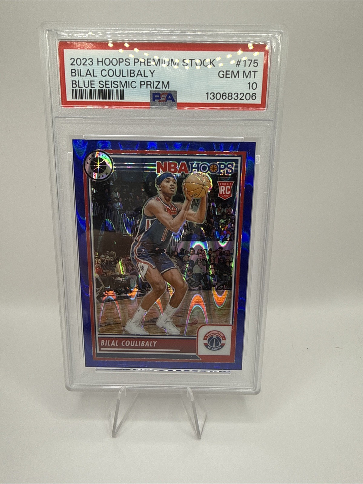 2023-24 NBA Hoops Premium Stock - Bilal Coulibaly #175 Blue Seismic /99  Pop: 1