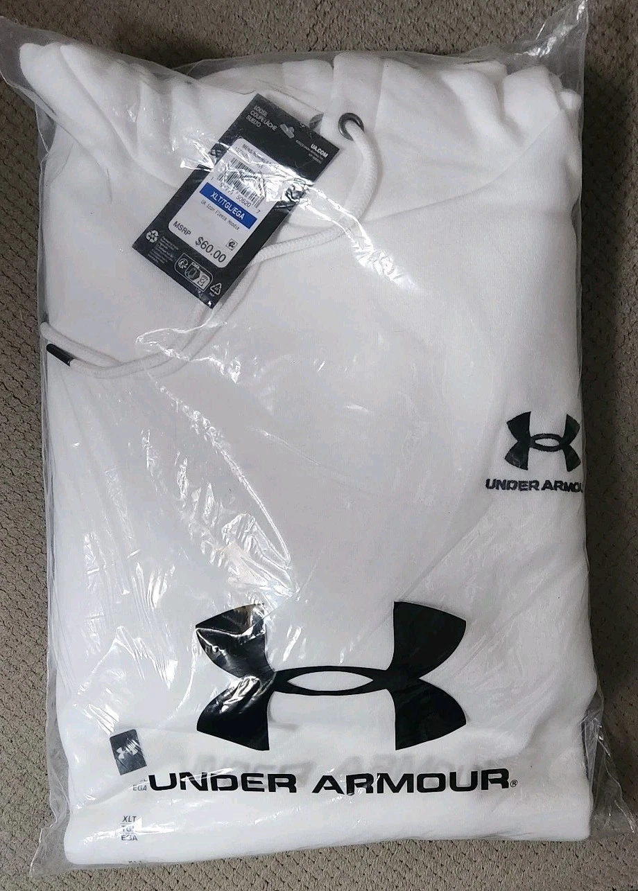 🔥 NWT Under Armour White Icon Fleece Hoodie Mens Size XL