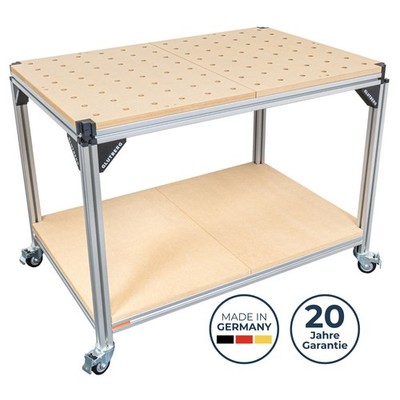 Mobile Werkbank Multifunktionstisch MFT Aluminium Lochraster modular 1200x800