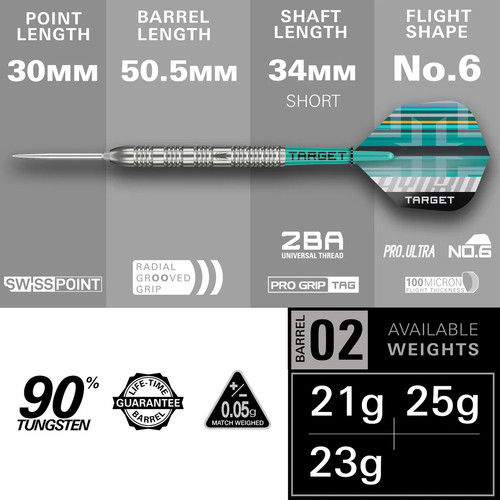 Target Hydro 02 Swiss Point Steel Tip Darts - 25gm - Bild 5 von 6