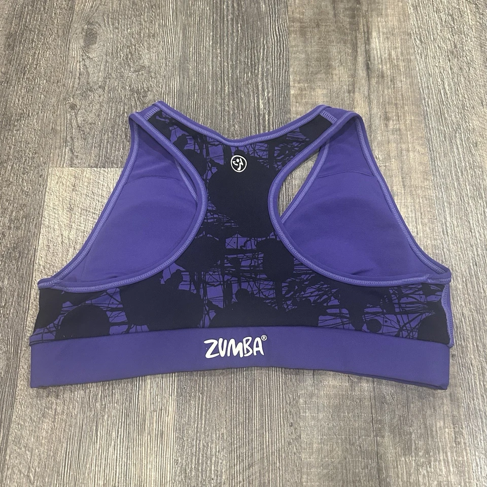 Sujetador deportivo Zumba Wear para mujer con espalda deportiva talla XL púrpura copas extraíbles Foto 2 de 4