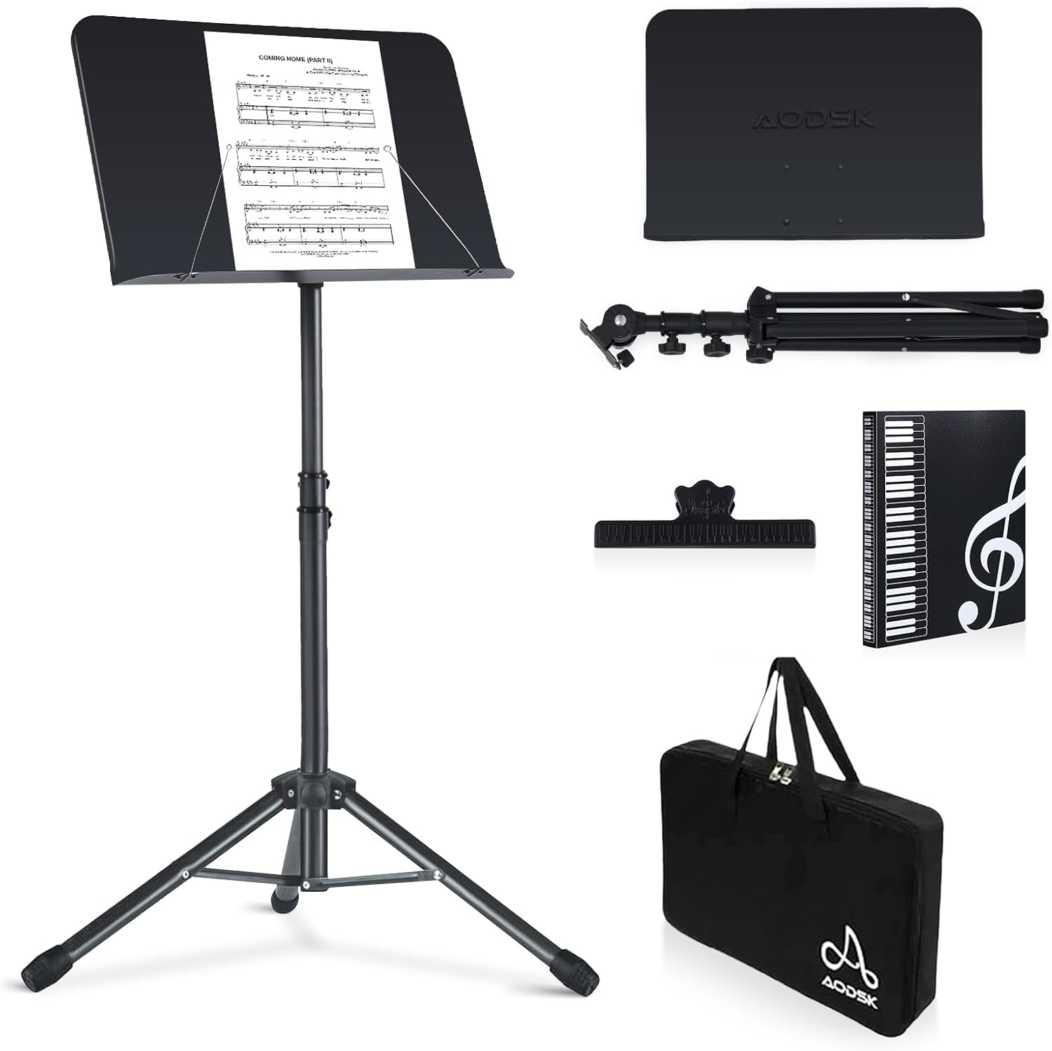 Sheet Music Stand,5 in 1 Dual-Use Folding Sheet Music Stand & Desktop Book St...