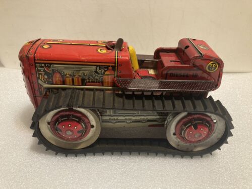 VINTAGE MARX WIND UP TIN TOY PAINTED FARM DIESEL12 TRACTOR WITH TREAD TD18 - Picture 2 of 21