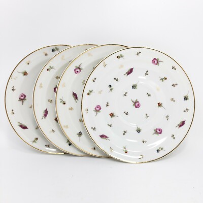 G. Boyer & Limoges Pink Floral Gold Trim Saucer Set of 4 | eBay