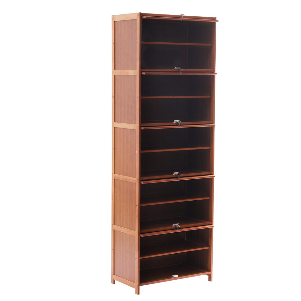 10 Tier Shoe Storage Rack Bookshelf with Cabinet Concealed Sliding ...