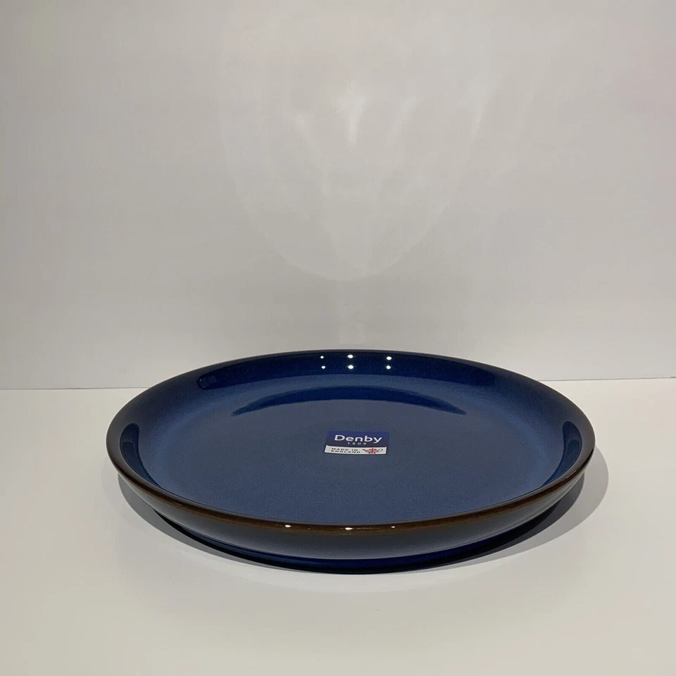 Denby England Imperial Blue Coupe Dinner Plate 10.25” Blue Brown Set of 2 - NWT - Image 3 of 4