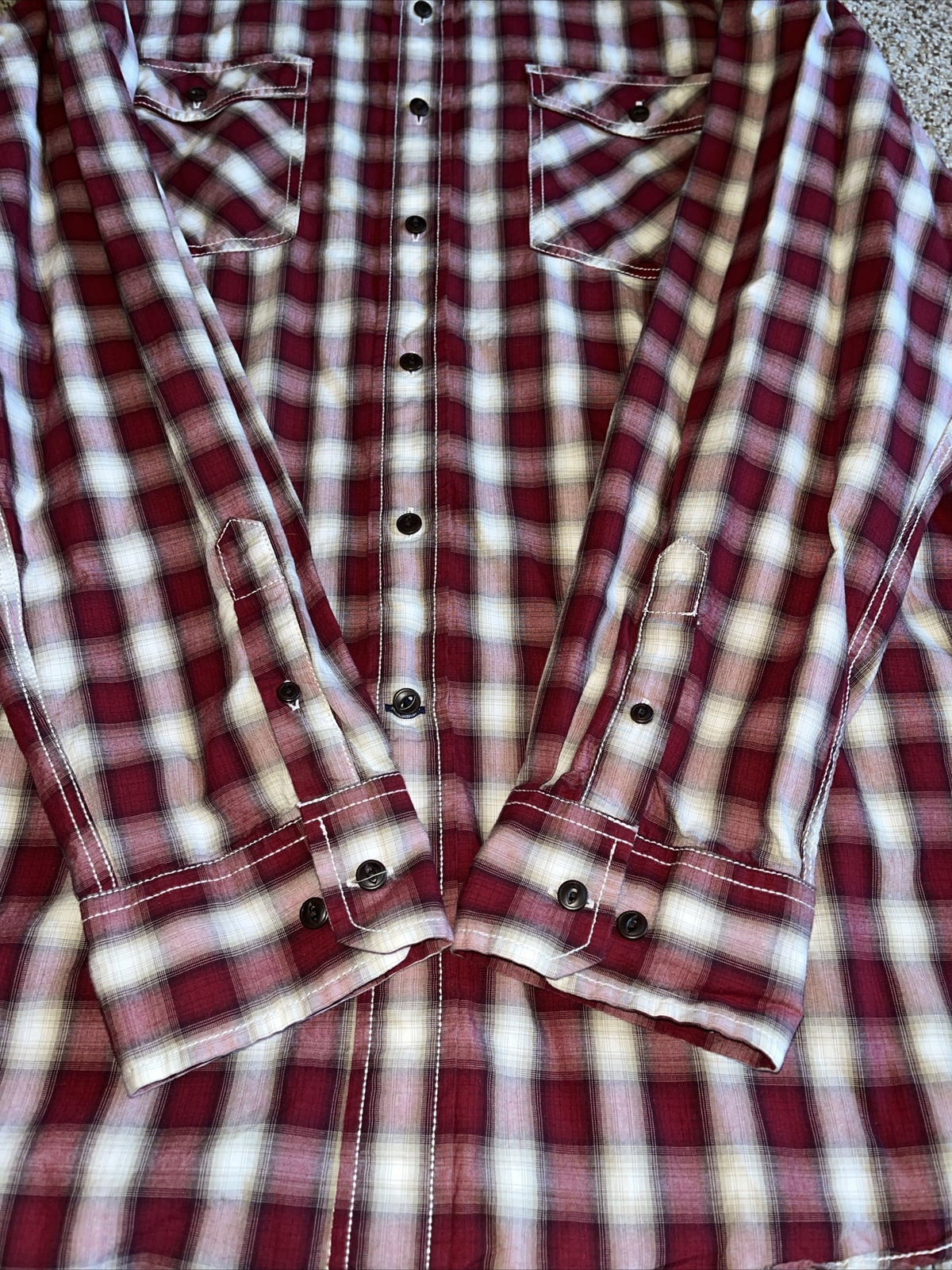 Nautica Jeans Co Mens XL Red Plaid Long Sleeve Button Up Logo Shirt - View 2