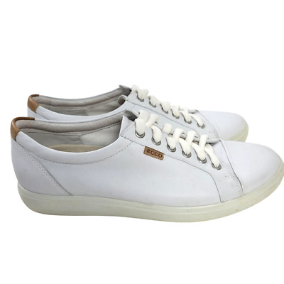 Ecco Danish Design Womens Size 9 White Tan  Leather Casual Sneaker Shoes