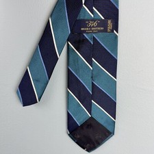 Brooks Brothers 346 Blue White Silk 3" Necktie Tie Diagonal Striped USA Made