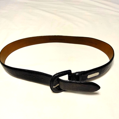 Ralph Lauren Black Reptile Embossed Leather Belt L | eBay display picture 1