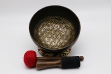 10 inches Flower of Life Carved Singing Bowl From Nepal-Spiritual Tibetan Bowls