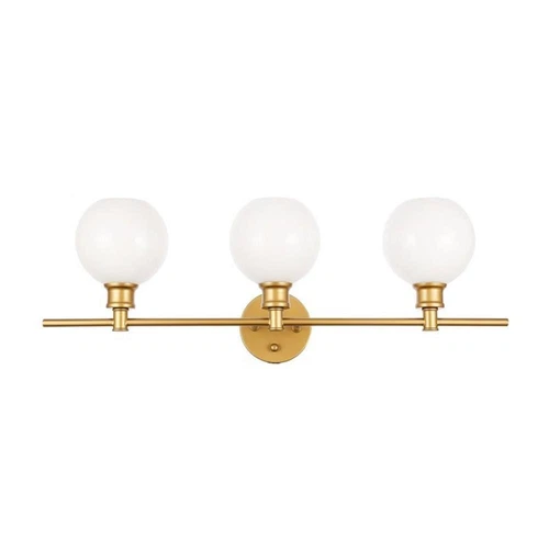 Living District Collier 3-Light Metal Wall Sconce in Brass and Frosted White - Picture 5 of 7