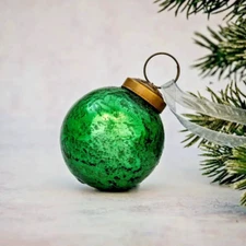 Christmas Handmade 2" Medium Antique Foil Glass Christmas Ball Bauble
