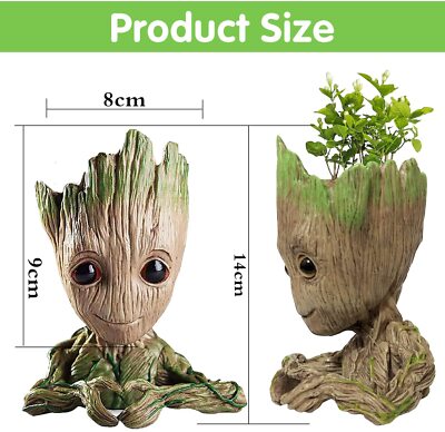Baby Groot Blumentopf Figur Übertopf Groß Deko Figur Holz-Optik Stiftehalter