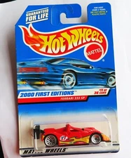 RARE HOT WHEELS 2000 ISSUE FERRARI 333 SP IN RED +YELLOW FLAMES - CARDED - NICE