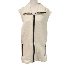 Nwt C.d. Daniels Women’s White Vest Winter Top Shirt Xl Zip Sleeveless Jacket.