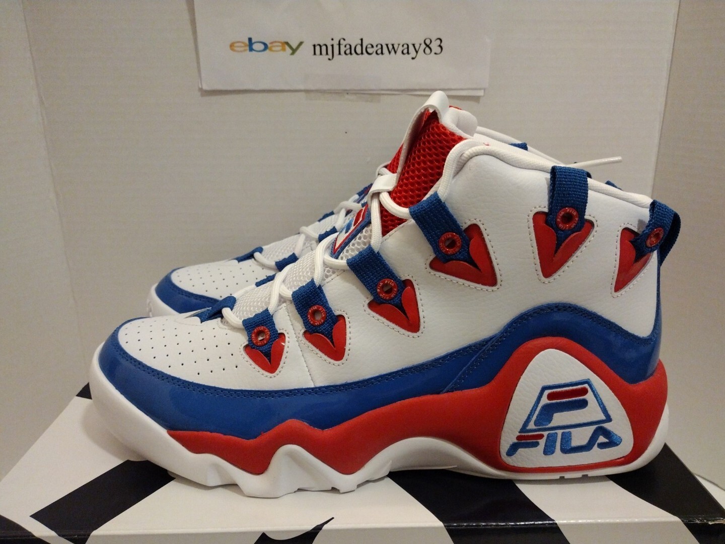 FILA Grant Hill 1 Mens Sz 12 White Red Blue Basketball Shoes OG Retro