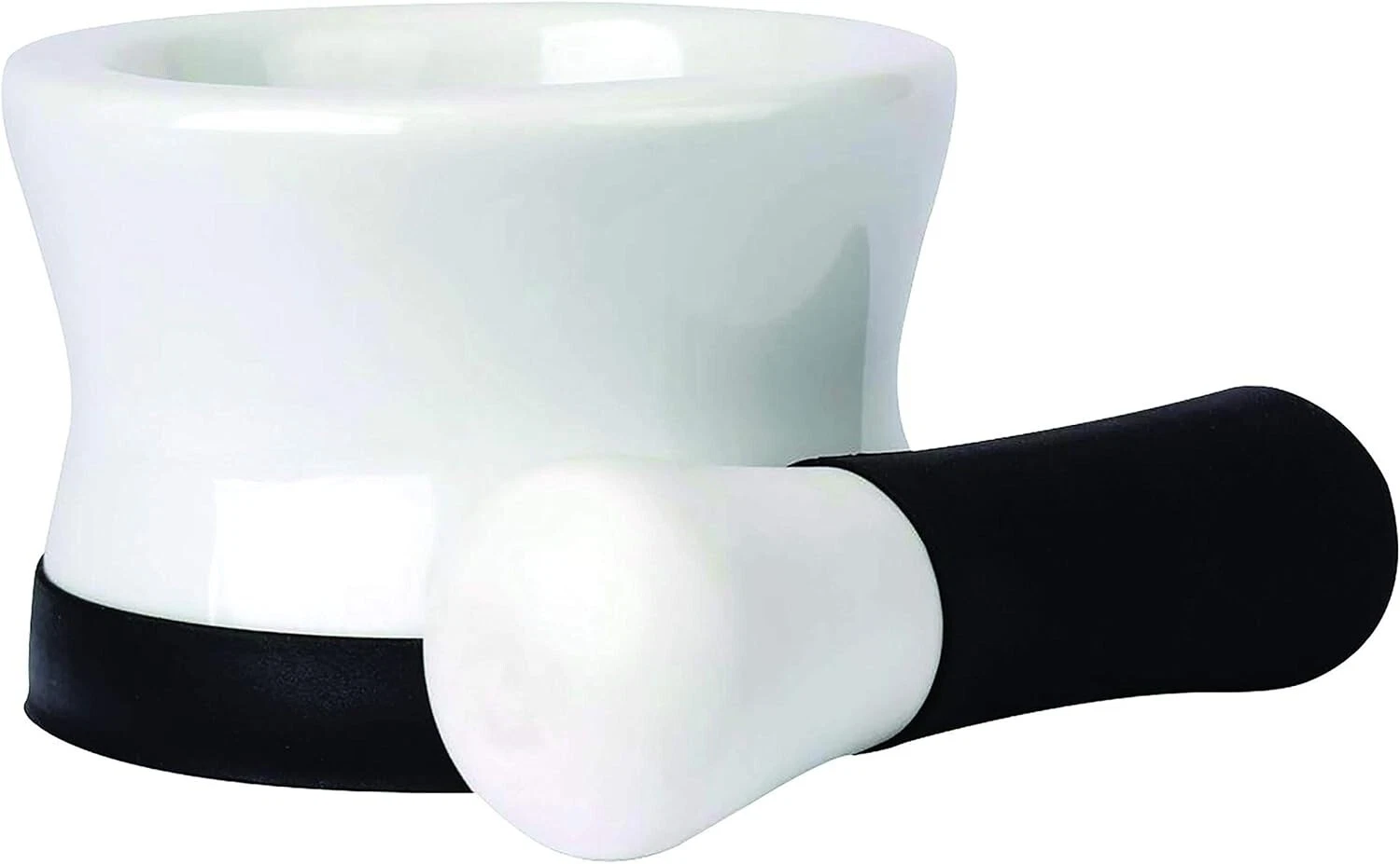 HealthSmart Porcelain Mortar and Pestle With Black Silicone Base