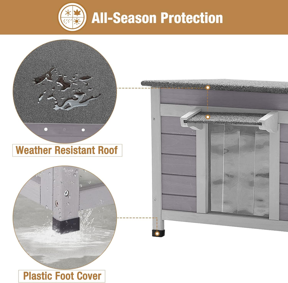 Cat Houses for Outdoor Cats,Wooden Cat House Outdoor,Weatherproof Feral