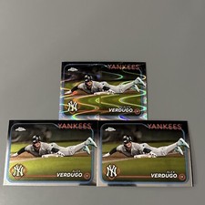 2024 Topps Chrome Baseball Alex Verdugo #11 Ray Wave Refractor Yankees & 2 Base