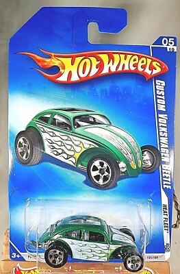 2009 Hot Wheels Kmart #121 Heat Fleet 5/10 CUSTOM VOLKSWAGEN BEETLE Green w/5 Sp