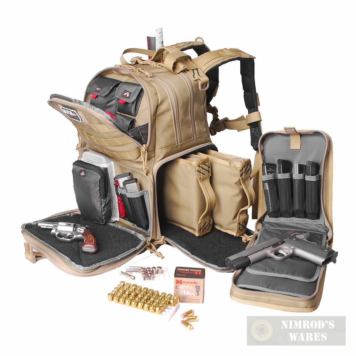 G.P.S. Tactical Range Backpack 3 Handgun Case & Magazine Storage