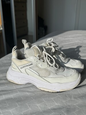 Calvin Klein White And Beige Trainers Size UK