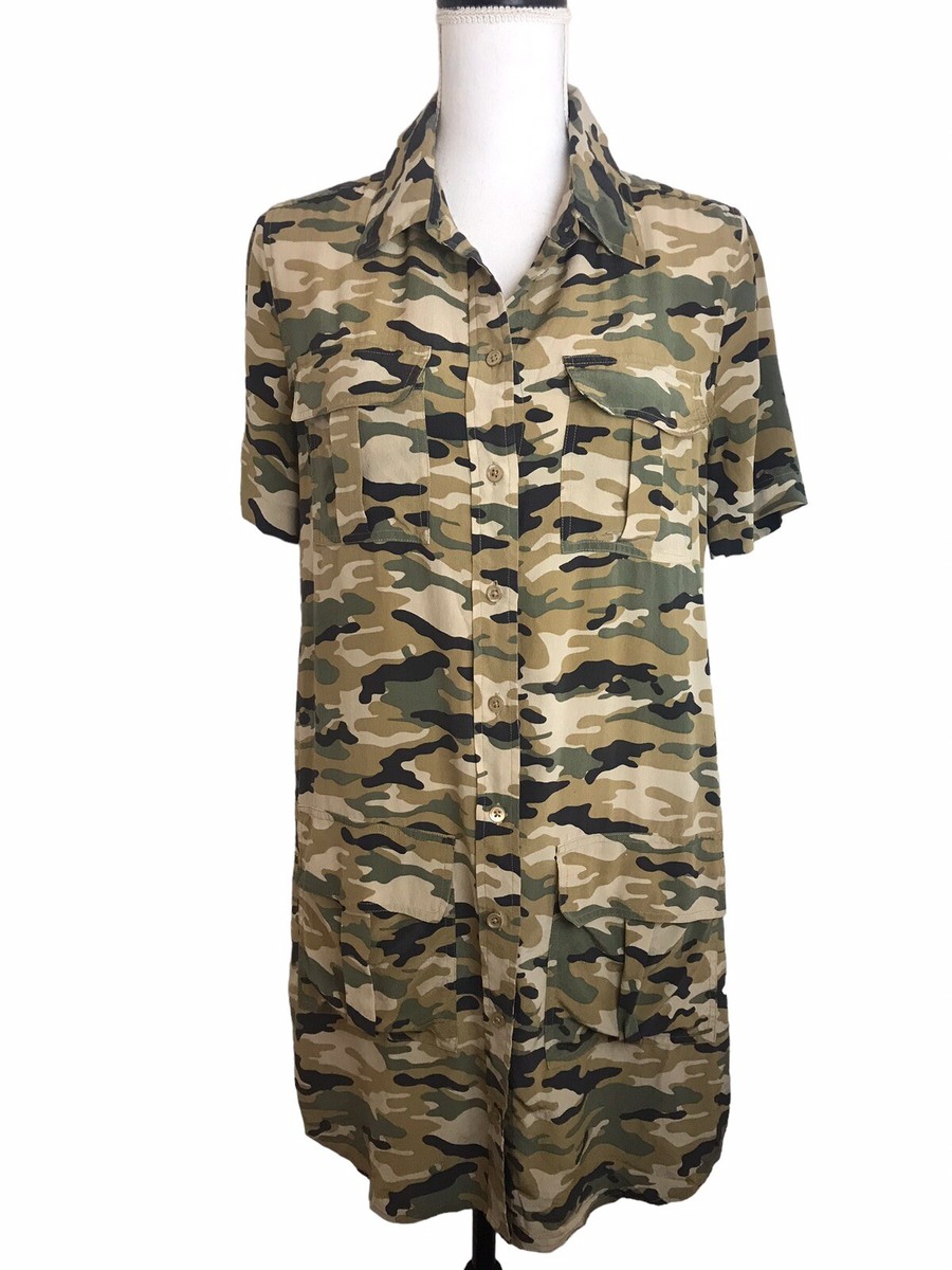 Equipment Femme Sz Small Silk Shirt Dress Remy Womens Utility