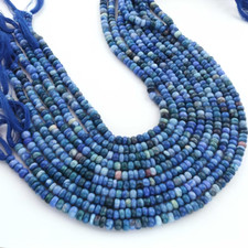 2 Strands Shaded Light Blue Opal Roundelles, Smooth Beads, 13 Inches, 5mm Opal
